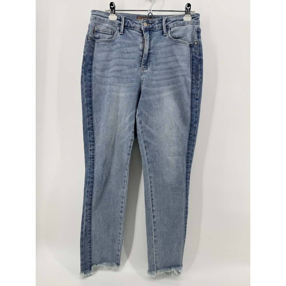 Judy Blue High Rise Vintage Wash Side Panel Detail Slim Fit  Sz 11/30‎ Fray Hem